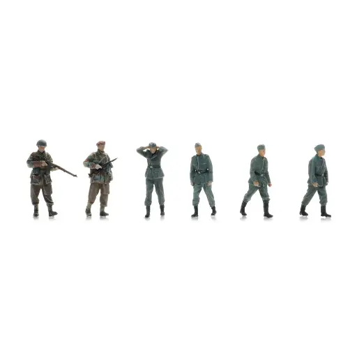 [AR5870065] 4 prisonniers de guerre de la Wehrmacht + 2 gardes britanniques - Artitec 5870065 - HO 1/87