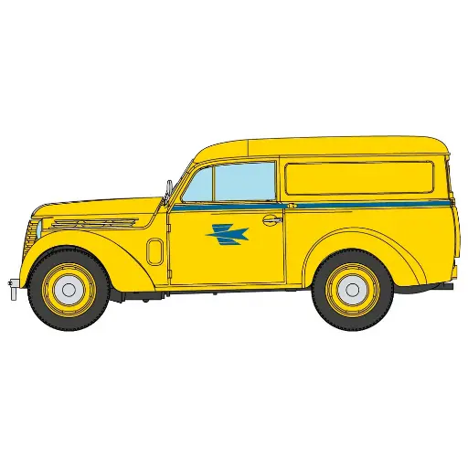 [RECB169] Voiture Renault JUVAQUATRE Fourgon Tôlé "LA POSTE" - REE MODELES CB169 - Jaune - HO : 1/87