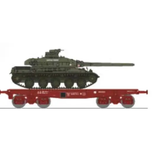 [REWBA030] Wagon porte-char SSym46 + char amx-30 "Château-Thierry" 1DB 6RD - Ree Modèles WBA030 - HO 1/87 - SNCF - Ep IV - 2R