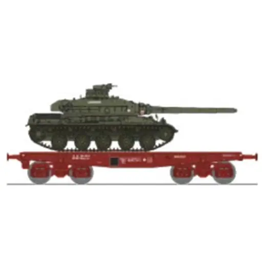 [REWBA031] Wagon porte-char SSym46 + char amx-30 "Languedoc" 1DB 6RD - Ree Modèles WBA031 - HO 1/87 - SNCF - Ep IV - 2R