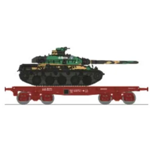 [REWBA035] Wagon porte-char SSym46 + char amx-30 "Du Breuil" 1DB 1RC - Ree Modèles WBA035 - HO 1/87 - SNCF - Ep IV - 2R