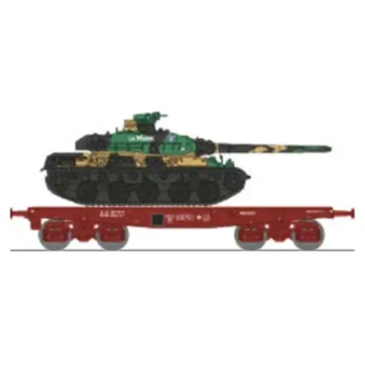 [REWBA037] Wagon porte-char SSym46 + char amx-30 "La Marne" 1DB 1RC - Ree Modèles WBA037 - HO 1/87 - SNCF - Ep IV - 2R