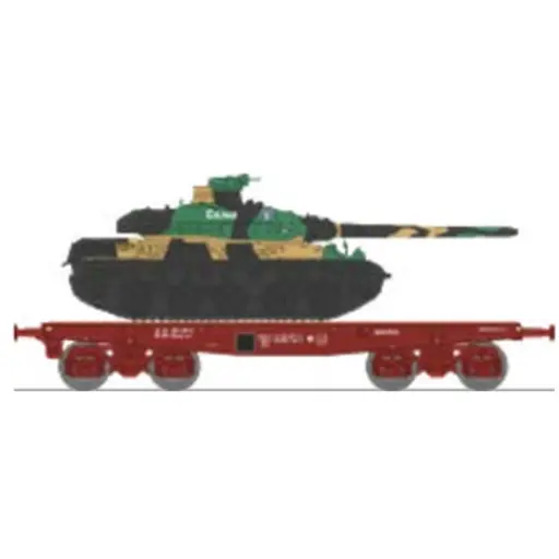 [REWBA038] Wagon porte-char SSym46 + char amx-30 "Colmar" 1DB 1RC - Ree Modèles WBA038 - HO 1/87 - SNCF - Ep IV - 2R