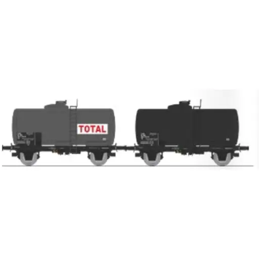 [REWB872] Set de 2 wagons citernes pétrole TOTAL - Ree Modèles WB872 - HO 1/87 - SNCF - Ep IV - 2R