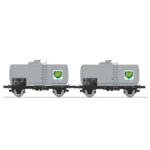 [REWB876] Set de 2 wagons citernes pétrole BP - Ree Modèles WB876 - HO 1/87 - SNCF - Ep III - 2R