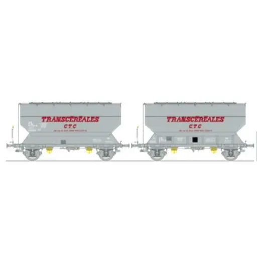 [REWB885] Set de 2 wagons céréaliers FAUVET-GIREL TRANSCEREALES « CTC » - Ree Modèles WB885 - HO 1/87 - SNCF - Ep IV/V - 2R