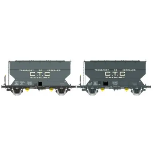 [REWB887] Set de 2 wagons céréaliers FAUVET-GIREL « CTC » - Ree Modèles WB887 - HO 1/87 - SNCF - Ep III - 2R