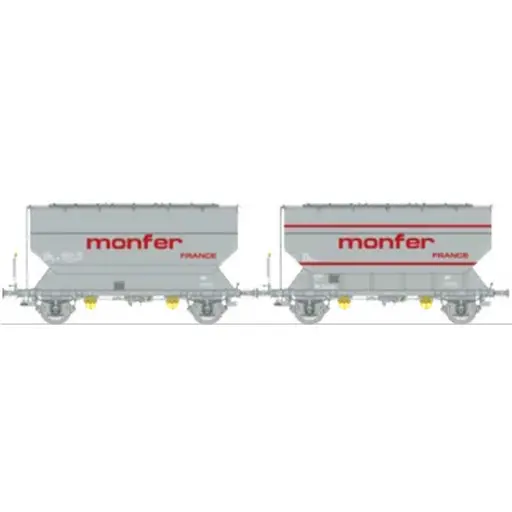 [REWB892] Set de 2 wagons céréaliers FAUVET-GIREL « MONFER » - Ree Modèles WB892 - HO 1/87 - SNCF - Ep IV/V - 2R