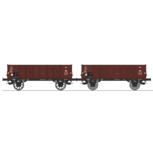 [REWB926] Set de 2 wagons tombereaux Ludwigshafen caisse métallique N°701 125 Om19 et 703 201 Om19 - Ree Modèles WB926 - HO 1/87 - DB - Ep III - 2R