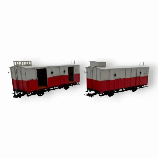 [REVM047] Set de 2 fourgons rouge/gris N° 2621 (portes fermées) et 2625 (2 portes ouvertes) - Ree Modèles VM047 - HOe/HOm - CFC - Ep III/IV - 2R