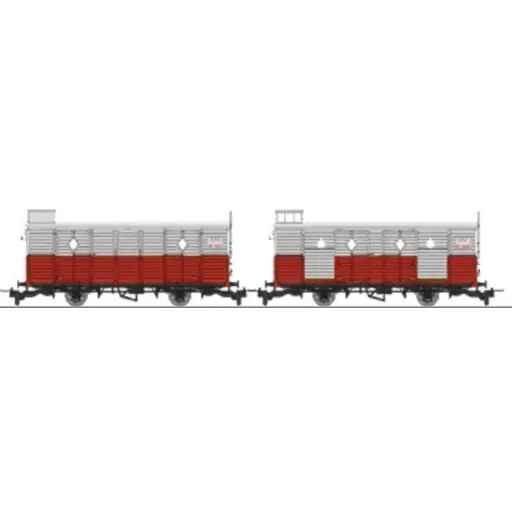 [REVM047] Set de 2 fourgons rouge/gris N° 2621 (portes fermées) et 2625 (2 portes ouvertes) - Ree Modèles VM047 - HOe/HOm - CFC - Ep III/IV - 2R