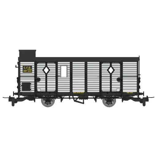 [REVM050] Wagon fourgon gris clair, ferrures noires, N°2612 avec cheminée - Ree Modèles VM050 - HOe/HOm - CFD - Ep III/IV - 2R
