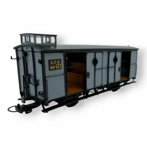 [REVM051] Wagon fourgon gris bleu, ferrures noires, N°2611 ( Train Touristique Vivarais – 4 portes ouvertes ) - Ree Modèles VM051 - HOe/HOm - CFV - 2R