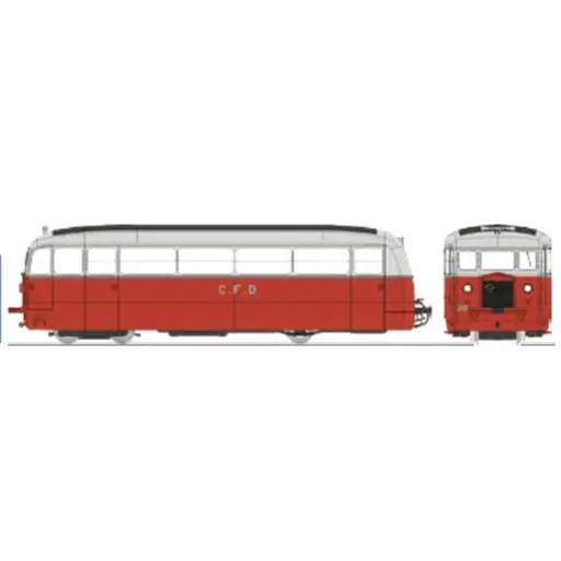 [REVM053] Autorail De Dion type ND Vivarais-Lozère N°201, 2 phares, sans aérateurs, rouge/gris perle - Ree Modèles VM053 - HOe/HOm 1/87 - CFD - Ep III - Analogique - 2R