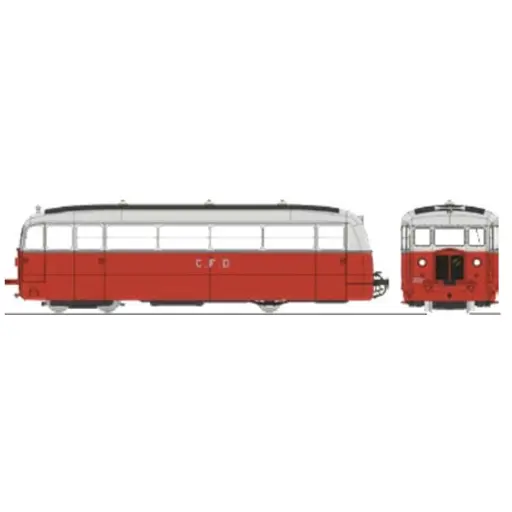 [REVM054] Autorail De Dion type ND Vivarais-Lozère N°202, 2 phares, rouge/gris perle - Ree Modèles VM054 - HOe/HOm 1/87 - CFD - Ep III - Analogique - 2R