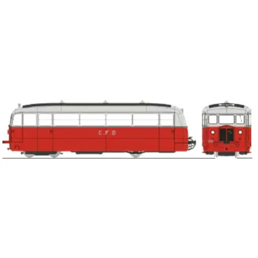 [REVM054S] Autorail De Dion type ND Vivarais-Lozère N°202, 2 phares, rouge/gris perle - Ree Modèles VM054S - HOe/HOm 1/87 - CFD - Ep III - Digital sound - 2R