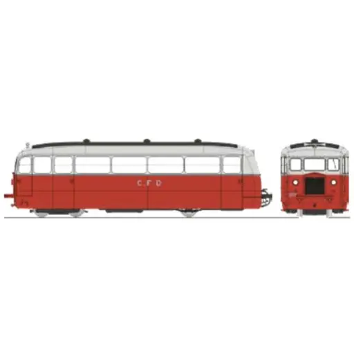 [REVM055] Autorail De Dion type ND Vivarais N°207, 2 phares, rouge/gris perle - Ree Modèles VM055 - HOe/HOm 1/87 - CFD - Ep III - Analogique - 2R