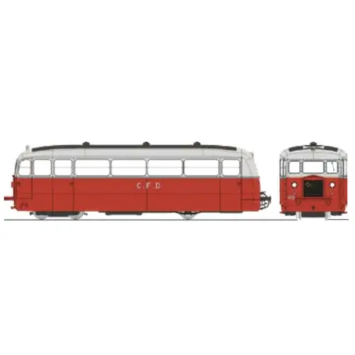 [REVM057] Autorail De Dion type NC Saône & Loire N°402, 2 phares, rouge/gris perle, toit gris - Ree Modèles VM057 - HOe/HOm 1/87 - CFD - Ep II/III - Analogique - 2R