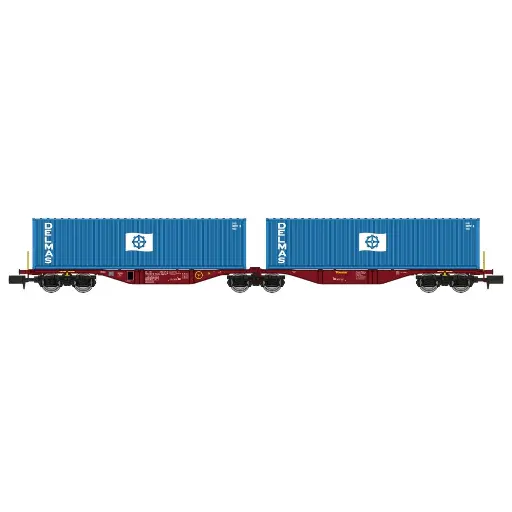 [RENW290] Wagon porte conteneurs Sggmrss 80 TOUAX, 2 conteneurs DELMAS - Ree Modèles NW290 - N 1/160 - SNCF - Ep VI