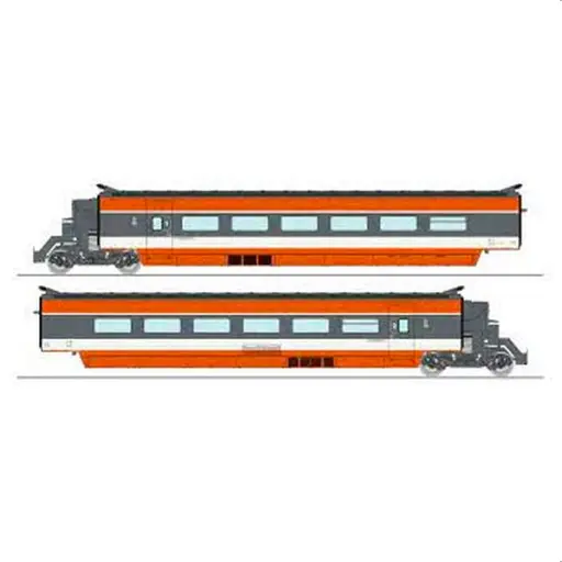 [RETGV007SAC] TGV PSE N°5 - Rame d'origine avec suspension à ressorts - 2 éléments - Ree Modèles TGV007SAC - SNCF - HO 1/87 - EP. IV - 3R