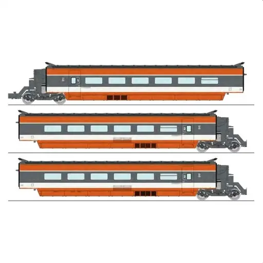 [RETGV006] TGV PSE N°5 Rame d'origine avec suspension à ressorts - 3 éléments - Ree Modèles TGV006 - SNCF - HO 1/87 - EP. IV - 2R
