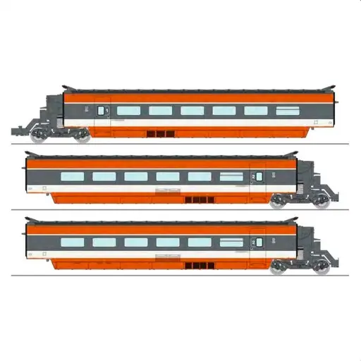 [RETGV006SAC] TGV PSE N°5 Rame d'origine avec suspension à ressorts - 3 éléments - Ree Modèles TGV006SAC - SNCF - HO 1/87 - EP. IV - 3R