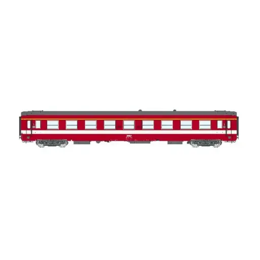 [REVB487] Voiture voyageurs A9 ex-Capitole 1/2 cartouche corail, bande jaune - Ree Modèles VB487 - SNCF - HO 1/87 - EP. IV - 2R