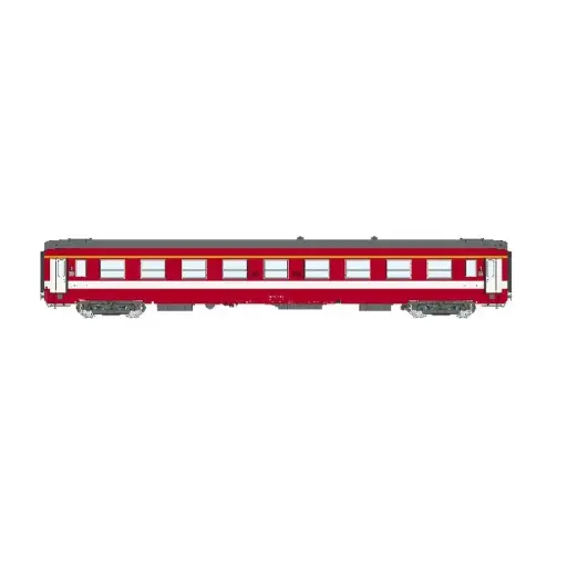 [REVB488] Voiture voyageurs A9 ex-Capitole 1/2 cartouche corail, bande jaune - Ree Modèles VB488 - SNCF - HO 1/87 - EP. IV - 2R
