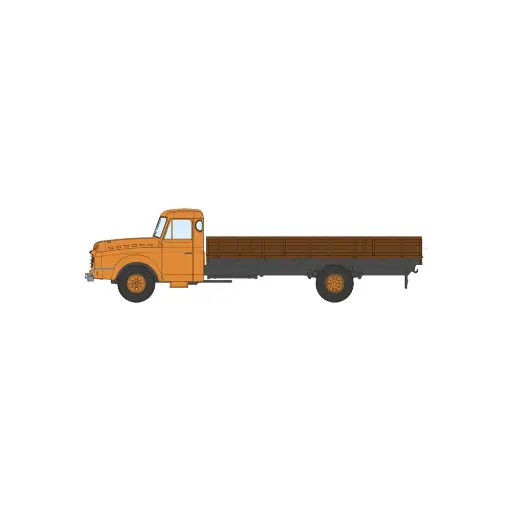 [RECB198] Camion Willeme Benne à ridelles - cabine orange - Ree Modèles CB198 - HO 1/87