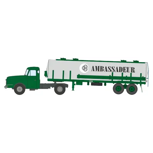 [RECB190] Camion Willeme Tracteur + Remorque Citerne type Kangourou « AMBASSADEUR » - Ree Modèles CB190 - HO 1/87