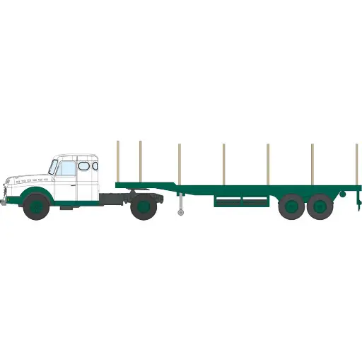 [RECB191] Camion Willeme Tracteur couchette + Remorque à ridelles transport de bois - Ree Modèles CB191 - HO 1/87