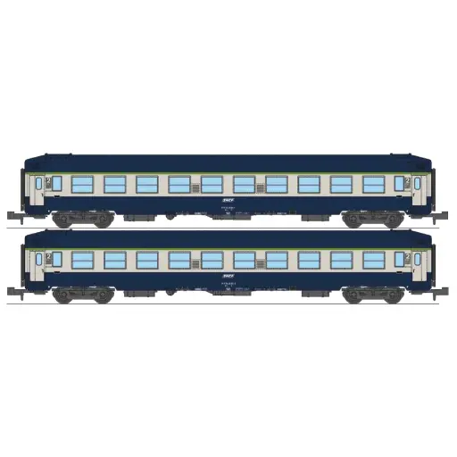 [RENW350] Coffret de 2 voitures couchettes UIC B9c9x, toit haut, livrée TEN, logo encadré - Ree Modèles NW350 - N 1/160 - SNCF - Ep IV - 2R