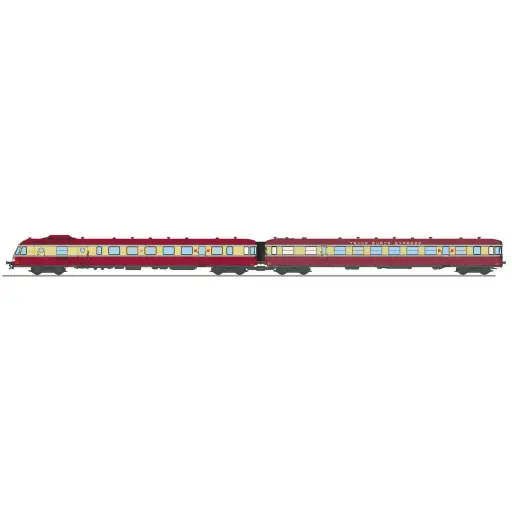 [RENW357] Autorail RGP 1 rouge TEE, X 2774 + remorque XR 7774, 2 phares avec fanaux d'angle - Ree Modèles NW357 - N 1/160 - SNCF - Ep III - Analogique - 2R