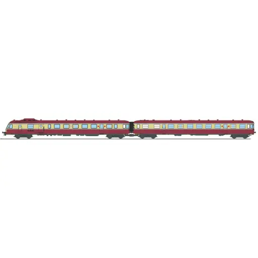 [RENW358] Autorail RGP 1 rouge, X 2775 + remorque XR 7775, 2 phares avec fanaux d'angle - Ree Modèles NW358 - N 1/160 - SNCF - Ep III - Analogique - 2R