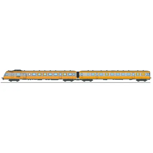 [RENW360] Autorail RGP 1 orange et gris métallisé, XBD 2724 + remorque XRABx 7724 - Ree Modèles NW360 - N 1/160 - SNCF - Ep IV - Analogique - 2R