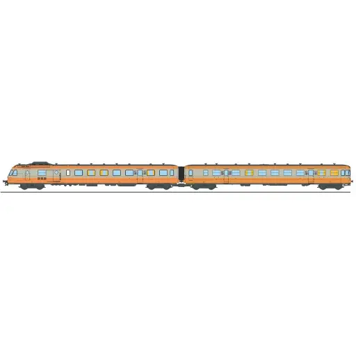 [RENW361] Autorail RGP 1 orange et gris béton, XBD 2735 + remorque XRABx 7735 - Ree Modèles NW361 - N 1/160 - SNCF - Ep IV-V - Analogique - 2R