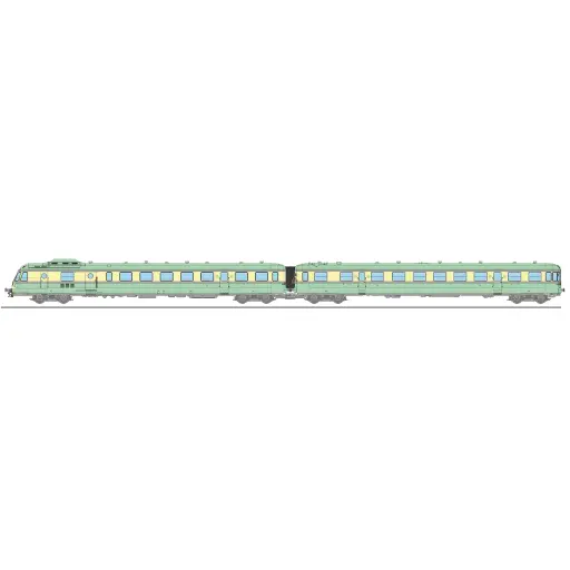 [RENW359S] Autorail RGP 1 vert, X 2728 + remorque XR 7726, 2 phares avec fanaux d'angle, remorque avec cuisine - Ree Modèles NW359S - N 1/160 - SNCF - Ep III - Digital sound - 2R