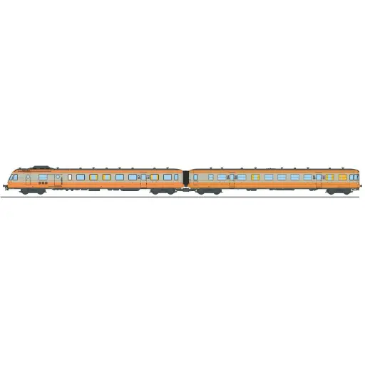 [RENW361S] Autorail RGP 1 orange et gris béton, XBD 2735 + remorque XRABx 7735 - Ree Modèles NW361S - N 1/160 - SNCF - Ep IV-V - Digital sound - 2R