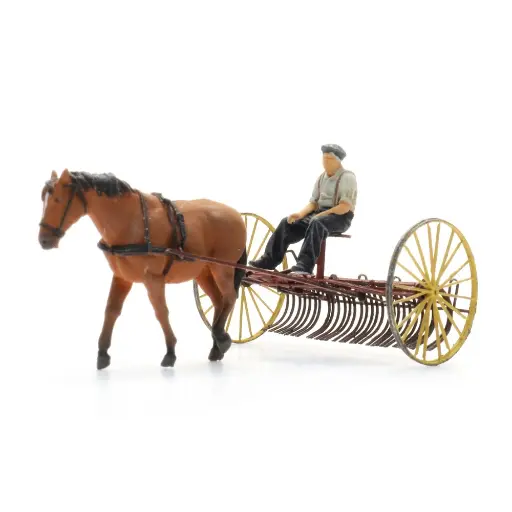 [AR387.609] Râteau à Foin avec Cheval + Figurine - Artitec 387.609 - HO 1/87