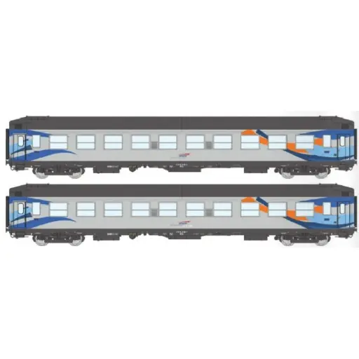 [REVB508] Set de 2 voitures UIC couchettes B9c9x "Croisière" - REE VB508 - SNCF - HO 1/87 - EP VI