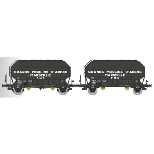 [REWB900] Coffret de 2 wagons céréaliers FRANGECO « GRANDS MOULINS D’ARENC » - REE WB900 - SNCF - HO 1/87 - EP III