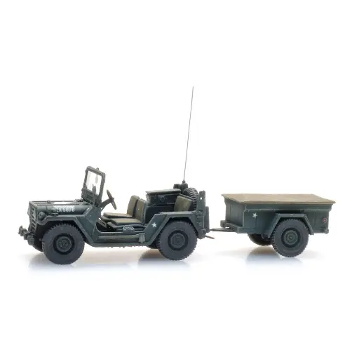 [AR6870569] Jeep US M151 + remorque M416 Vert forêt - Artitec 6870569 - HO 1/87