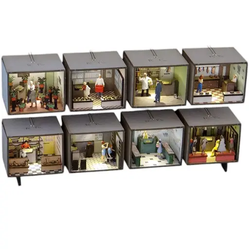 [REAME014] 8 Petites boutiques aménagées et éclairées - Régions et Compagnies AME014 - HO 1/87