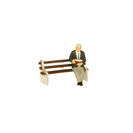 [REGAR002] 9 Bancs de Quai Béton/Bois - Régions et Compagnies GAR002 - HO 1/87