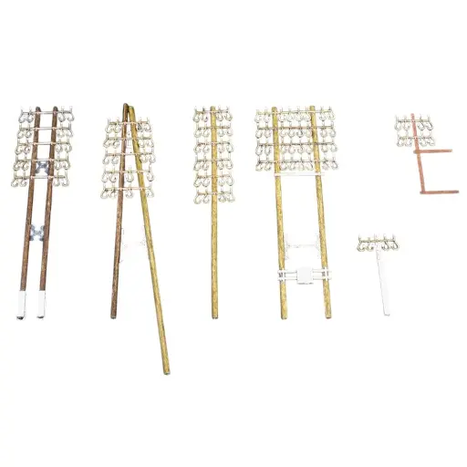[REVOI029] 11 Poteaux télégraphiques bois + 2 Consoles murales métalliques + 4 Poteaux béton bas - Régions et Compagnies VOI029 - HO 1/87