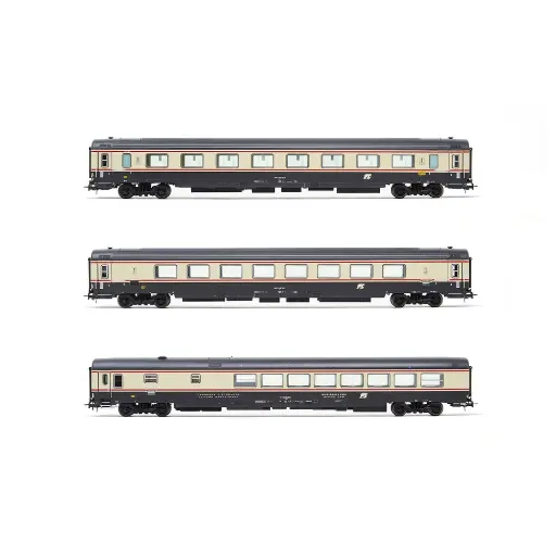 Coffret de 3 voitures voyageurs PETRUZZELLI - Rivarossi HR4358  - HO 1/87 - FS - EP V