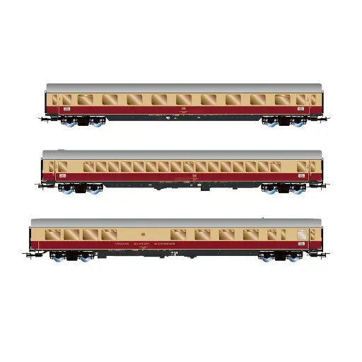 [HR4373] Coffret de 3 voitures voyageurs « TEE Bavaria » - Rivarossi HR4373 - HO : 1/87 - DB - Ep IV - 2R