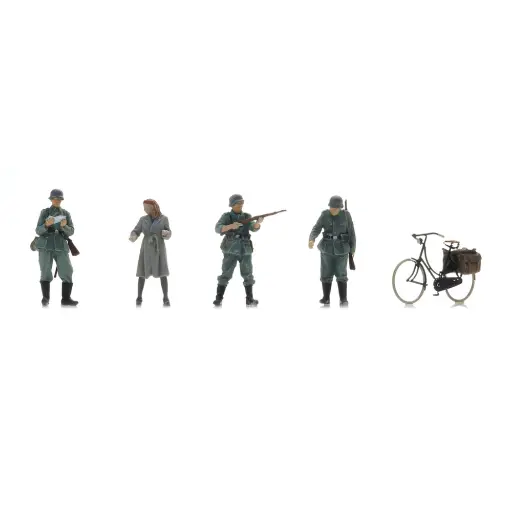[AR5720007] Poste de contrôle de la Wehrmacht & femme à vélo - 4 personnages - ARTITEC 5720007 - 1/72