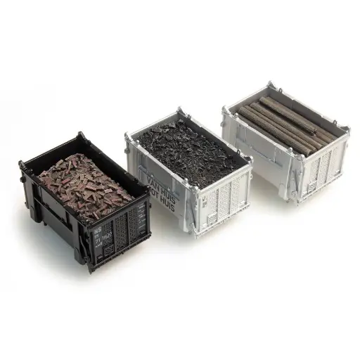 [AR487.801.02] Chargement de conteneur de fret : charbon, poutres, gravats - Artitec 487.801.02 - HO 1/87