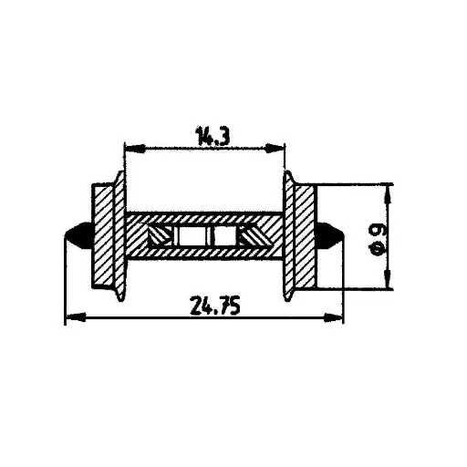 [RO40187] Paire d'essieux avec résistance 18k pour le signal voie occupée, 9mm de diamètre